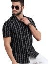 IndoPrimo Casual Shirt for Men || Shirt for Men || Men Stylish Shirt || Men Printed Shirt || Men Print Shirt || Men Shirt (Large, Black)