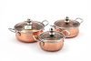 Coconut Minar Copper with Glass Lid Cookware Set (Stainless Steel, Copper, 3 – Piece)