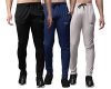 VIMAL JONNEY DDRY Solid Lycra Multicolor Trackpants for Men (Pack of 3)-DDRY__DD10__BLK__BLU__L.Gry__03-XL