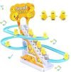 BELOXY Duck Slide Toy Set, Funny Automatic Stair-Climbing Ducklings Cartoon Race Track Set Little Lovely Duck Slide Toy Escalator Toy with Lights and Music (Duck Slide 01), Multi