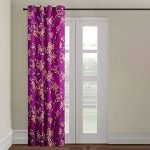 Cortina 1 Piece Floral Design Panel Eyelet Polyester Long Door Curtain – 9-Feet, Pink