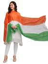 EthnicJunction Women’s All Over Printed Chiffon Dupatta (Tricolor A_Multicolour).