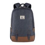 Gear Classic 20L Faux Leather Water Resistant Anti Theft Laptop Bag/Backpack for Men/Women (Navy-Tan)