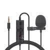 Tygot T-M1 Auxiliary Omnidirectional Lavalier Clip On Collar Microphone for Mobile Phone, Camera with 6M Audio Cable, 3.5 MM TRRS Plug and 6.35 MM Adapter (Black)