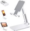 Gladiadora® Mobile Stand Multi Angle Adjustable and Foldable Mobile Phone Tabletop Stand, Anti Slip and Scratch Resistant, Compatible for Samsung Galaxy, Vivo, iPhone and All Mobile Phones (White)
