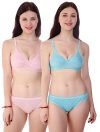 Fashion Comfortz Bra & Panty Set for Women ll Ladies and Girls Lingerie Set Pink,Light Blue