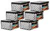 Fun Homes Polka Dots Printed 6 Pieces Non Woven Fabric Saree Cover/Clothes Organiser for Wardrobe Set with Transparent Window, Extra Large (Black & White), Pack of 6 (Fun0109)