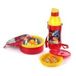 Cello Tiffy Spiderman Gift Set Insulated Lunch Box & Water Bottle | Leak Proof | Easy To Clean | Lunch Box 460 Ml, Water Bottle 400 Ml, Red & Yellow