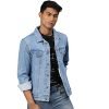 Urbano Fashion Men’s Light Blue Solid Regular Fit Washed Full Sleeve Denim Jacket (jakt-denim-lblue-l)