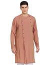 Leriya Fashion Men’s Slub Cotton pathan Suit Kurta (Orange, Large)