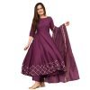 GoSriKi Women’s Rayon Anarkali Kurta with Dupatta (KUMT-Dress_Magenta_Medium)