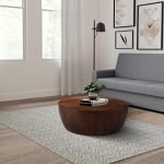 Amazon Brand – Solimo Gagnia Round Coffee Table(Solid Mango Wood, Natural Finish)
