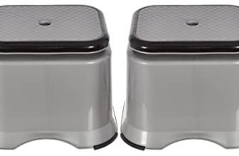 Fun Homes Ultra 10 Multiuses Portable, Lightweight, Strong, Durable Plastic Bathroom/Step/Sitting Stool, Patla- Pack Of 2 (Grey)-46Fh0147, Standard