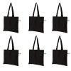 VantageKart Black Cotton Plain Tote Shopping Bags with Extra Strong 13″ Handle | Hold 35 lbs | Heavy Duty, Washable, Eco Friendly Biodegradable Canvas Multipurpose Grocery Bag – Set of 6