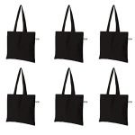 VantageKart Black Cotton Plain Tote Shopping Bags with Extra Strong 13″ Handle | Hold 35 lbs | Heavy Duty, Washable, Eco Friendly Biodegradable Canvas Multipurpose Grocery Bag – Set of 6