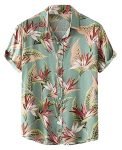 LookMark Men’s Poly Cotton Digital Printed Stitched Half Sleeve Shirt(Printed Shirt Garden,X-Large) Green