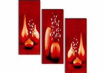 SAF Set of 3 Preety Flower Pot 6MM MDF UV Textured Self adesshive Painting 18 Inch X 15 Inch SANFJ190
