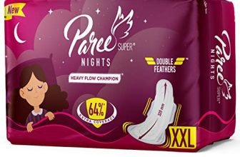 Paree Super Nights Sanitary Pads For Women (Trifold) |Xxl-30 Pads|Double Feathers|Quick Absorption|Disposable Covers|Wide Coverage|Leakage Protection All Night