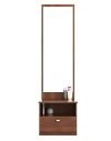 DesignFit Engineered Wood Dressing Table with Mirror and Storage Wooden Make-Up Vanity Table for Bedroom Living Room Home (Walnut Finish)