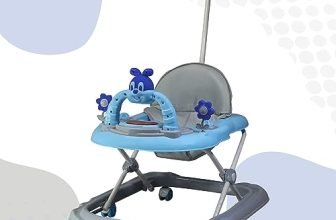 Evoshine Baby Sweety Walker Foldable Design With Parent Handle Rod And Big Comfortable Seat Cushion For Babies 6-18 Months – Perfect Toy And Walking Support For Boys And Girls (Blue)