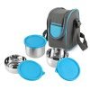 Cello Steelox Stainless Steel Lunch Box-3 Steel, Blue, (Capacities – 225Ml, 375Ml, 550Ml)