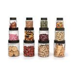 Cello Checkers Pet Plastic Airtight Canister Set | Food Grade And Bpa Free Canisters | Durable & Shatterproof Body |Air Tight Seal & Stackable | Free From Any Kind Of Odor | Transparent | 300Ml X 4, 650Ml X 4, 1200 X 4, Set Of 12