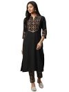 ZIYAA Women’s Crepe Kurta Palazzos Set (ZIKUCR3150ANDPA-M_Black_M)