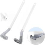 ImpactStrong Silicon Toilet Cleaning Brush with Slim No Slip Long Handle Toilet Brush 360 Degree Deep Golf Head Brush Ideal for Cleaning Home Kitchen Bathroom Wash Basin Multicolor