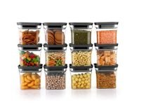 Homemet Airtight Plastic Unbreakable Square Containers, Kitchen Storage Container, Grocery Container & Container Set – 600 ML (BLACK, 3)