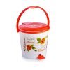 Cello Blossom Plastic Pedal Bin, Small, 6 Liters, White And Orange