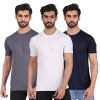 London Hills Solid Men Round Neck Multicolor T-Shirt