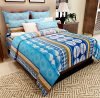 Home Candy 100% Cotton Elegant Blue Circles Double Bed Sheet with 2 Pillow Covers