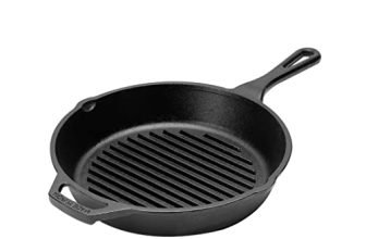 Pigeon Long Lasting Cast Iron Grill Pan, Naturally Non-Stick, Even Heat Distribution And Retains Heat For Long That Compatible With All Heating Source – Black