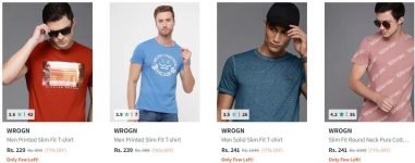 Myntra : Flat 77% Off On Wrogn Men Clothing Tshirts : Shirts : Jeans : Trackpants : Shorts : Trousers :