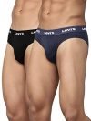 Levi’S Men’S Cotton Style #009 Neo Regular Fit Solid Brief (Pack Of 2) (#009-Brief-Blk/Navy Mel-P2_Black,Navy Melange_M)