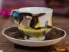 Tmf Ceramic Yellow Color Fine Bone China Tea Cup Set, 180 Ml (6 Cups & 6 Saucers)(Yellow, Cup And Saucer Set)