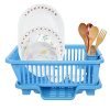 Simparte Plastic Drainer Dish Rack For Kitchen Utensils Organizer, Drying Tray, Dish Drainer Basket (Blue, 45 X 32 X 18 Cm)