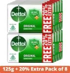 Dettol Original Germ Protection Bathing Soap,125Gm + 20% Extra(8 X 150 G)