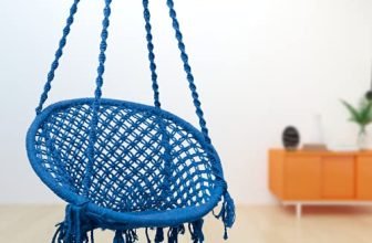 Curio Centre Make In India Round Cotton Rope Hanging Swing For Adults & Kids With Accessories & Chain/Swing Chair For Indoor,Outdoor,Home,Patio,Yard,Balcony,Garden(145X57X43 Cm,100 Kgs Capacity,Blue)