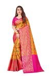 SWORNOF Women’s Banarasi Patola Silk Blend Saree with Blouse Piece (Yellow)