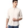 Dennis Lingo Men’s Slim Fit Striped Beige1 Casual Shirt