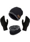 Unique Gold Leafing Studio Winter Knit Beanie Cap Hat Neck Warmer Scarf and Woolen Gloves Set Skull Cap for Men Women/ Winter Cap for Men (3 Piece)