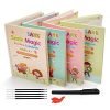 Sank Magic Practice Copybook, (4 BOOK + 10 REFILL+ 2 Pen +2 Grip) Number Tracing Book for Preschoolers with Pen, Magic Calligraphy Copybook Set Practical Reusable Writing Tool Simple Hand Lettering