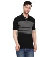 Scott International Men’S Rich Cotton Regular Fit Striper Polo T-Shirt (Smarto-Bl-Ch-M, Black-Charcoal, Medium)