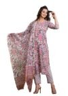 KLOSIA Women Printed Kurta and Pant Set with Dupatta (Medium) Pink