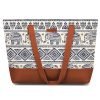 The Purple Tree Handcrafted Women’s Tote Bag with Vegan Leather Handles, Elephant Print Shoulder Tote Bag and Handbag for Office and College, Oversized Tote Bag (Pack of 1)