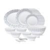 Larah By Borosil – Tiara Series, Pulse, 33 Pcs, Opalware Dinner Set, White