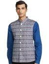 Ethnix By Raymond Men’S Cotton Waist Coat (Rtua00055-B5_Medium Blue_92)