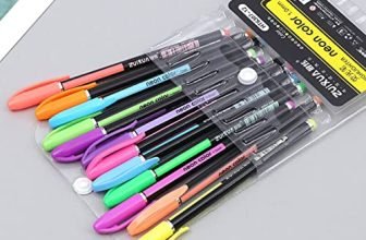 Glun 12Pcs Neon Color Set Neon Metallic Fluorescence Highlighter Pastel Gel Pen For Art Sketch Doodle Painting Drawing Kids Gift