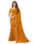 Satrani Women’s Polyester Saree (1976ST513_Yellow)
